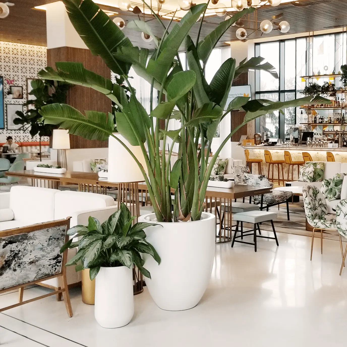 round fiberglass planters