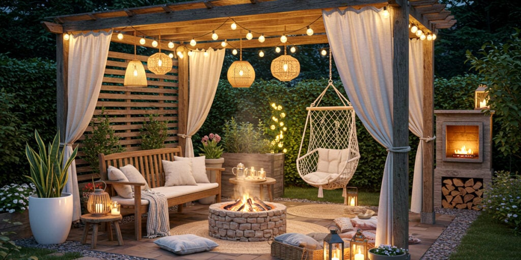 12 Stunning Modern Backyard Ideas (No Grass Needed) 5 Lighting transforms a backyard into a usable and dramatic nighttime space.