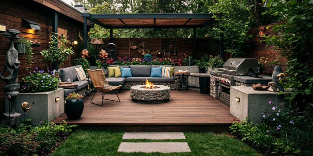 12 Stunning Modern Backyard Ideas (No Grass Needed) 6 Outdoor kitchens extend living space and are perfect for entertaining.