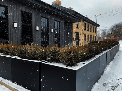 Planters decorated for holidays and beyond