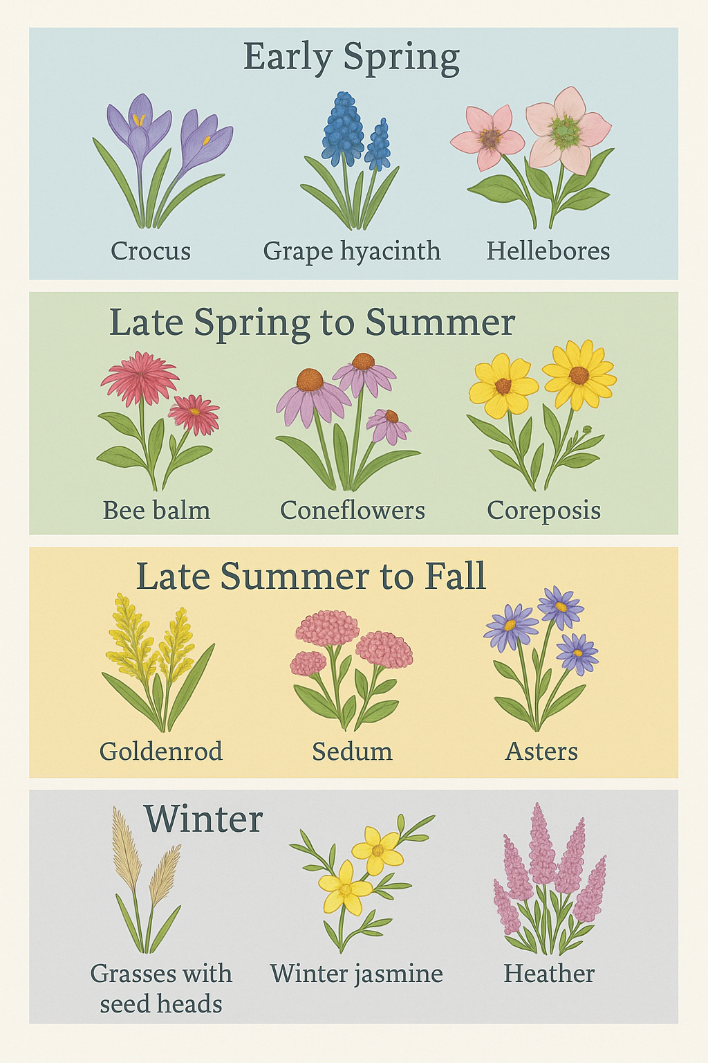 Year-Round Wildlife Support: Smart Choices To Attract Living Things 4 Seasonal Chart