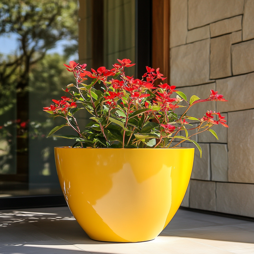 Nectar-Rich Flowers That Attract Butterflies: Create a Pollinator Patio with Planters 6 jay scotts 12776 Milkweed flower in a yellow round fiberglass c502009f 18d7 420e af95 aba93bf8aa1d 3